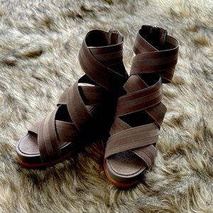 NWOT womens size 6 SOREL Joanie II Strap Leather Wedge Sandals
